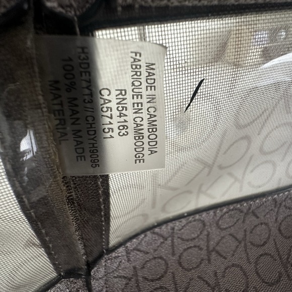 Calvin Klein Monogram Clear Panel‎ Tote Crossbody Bag Taupe Brown Logo CK Small
